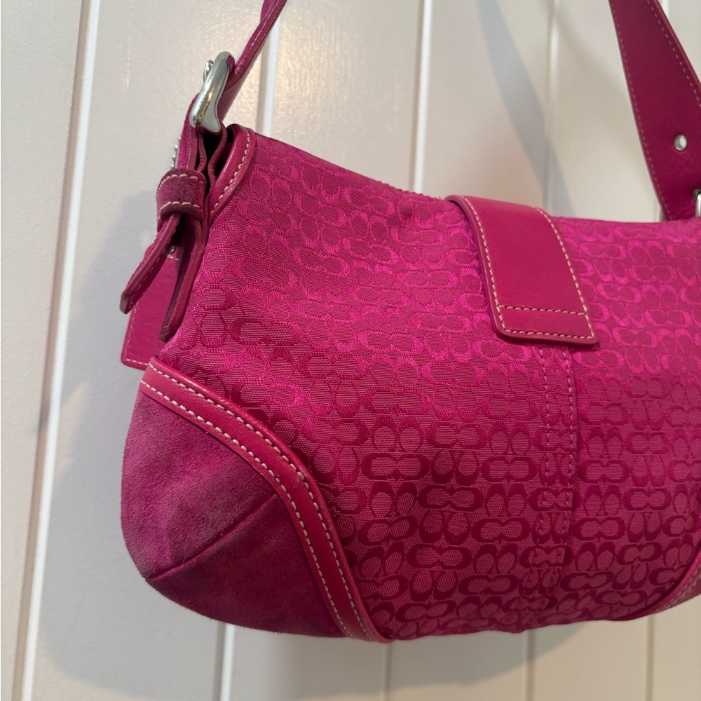 Coach Soho Mini Pink Signature Canvas Suede Denim Vintage Y2K Coach 6818 - Picture 10 of 15
